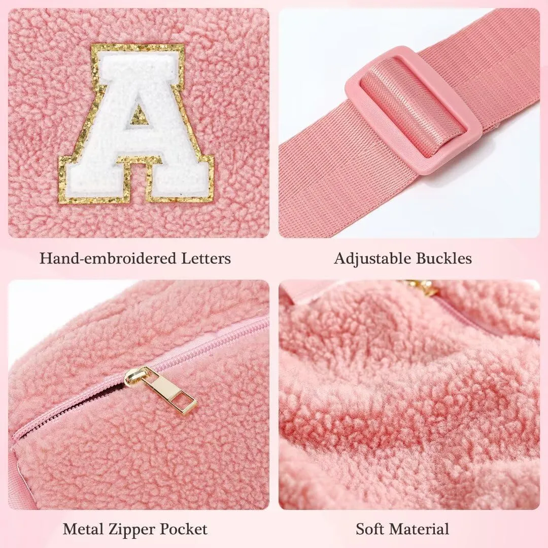 YOOLIFE Initial Crossbody Bag Belt Bag Fanny Pack for Girls - Monogrammed Fanny Pack Belt Bag Purse for Teen Girls Kids, Gifts for Girls Teen Daughter Sister, Pink K
