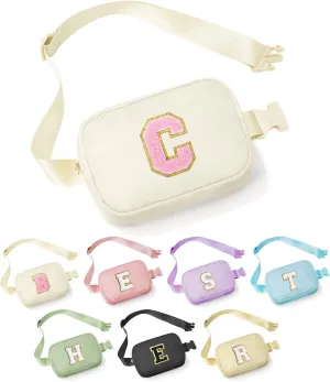 YOOLIFE Initial Fanny Pack for Teen Girls Kids Belt Bag Crossbody Bag, Birthday Gifts for Girls, Initial Purse Belt Bag C