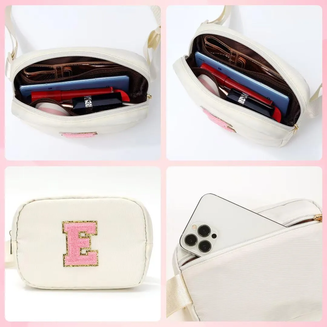 YOOLIFE Mothers Day Daughter Gifts - Birthday Gifts for 4 5 6 7 8 9 10 11 12 Year Old Girls, Initial Fanny Pack Crossbody Bag Purse for Teen Girls Belt Bag, Beige A
