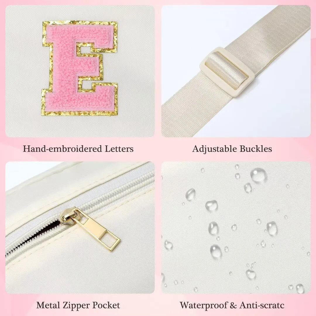 YOOLIFE Mothers Day Daughter Gifts - Birthday Gifts for 4 5 6 7 8 9 10 11 12 Year Old Girls, Initial Fanny Pack Crossbody Bag Purse for Teen Girls Belt Bag, Beige A