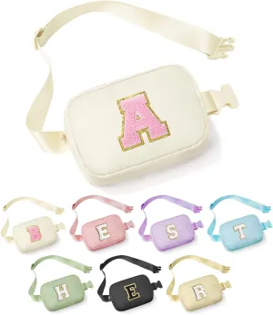 YOOLIFE Mothers Day Daughter Gifts - Birthday Gifts for 4 5 6 7 8 9 10 11 12 Year Old Girls, Initial Fanny Pack Crossbody Bag Purse for Teen Girls Belt Bag, Beige A