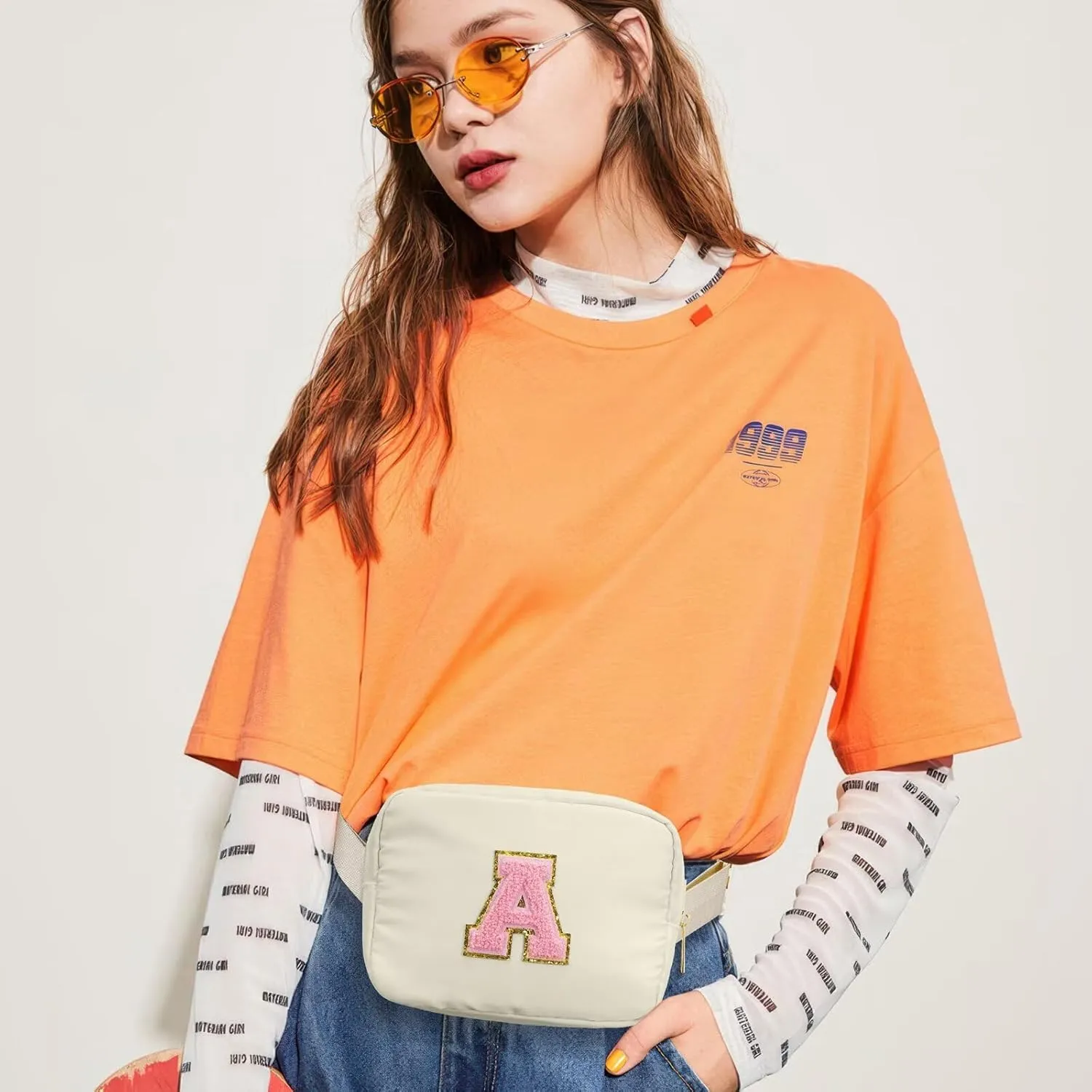 YOOLIFE Mothers Day Daughter Gifts - Birthday Gifts for 4 5 6 7 8 9 10 11 12 Year Old Girls, Initial Fanny Pack Crossbody Bag Purse for Teen Girls Belt Bag, Beige A