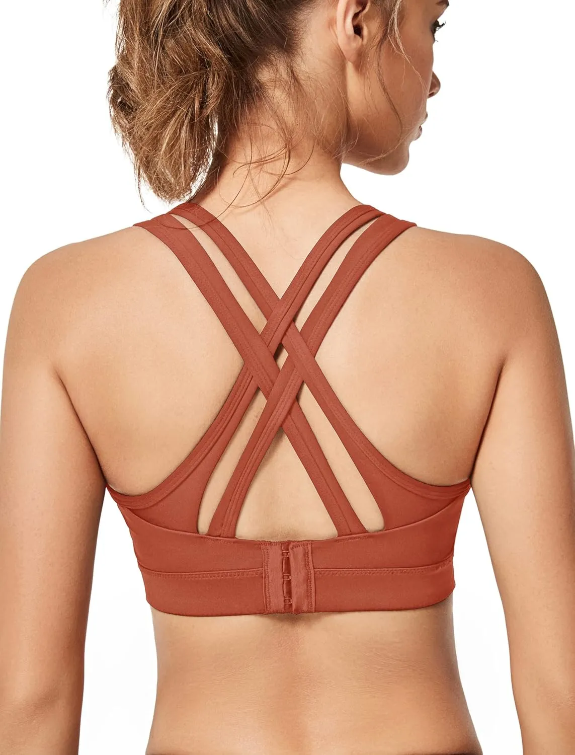 Yvette Women High Impact Sports Bras Criss Cross Back Sexy Running Bra for Plus Size