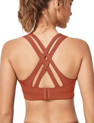 Yvette Women High Impact Sports Bras Criss Cross Back Sexy Running Bra for Plus Size