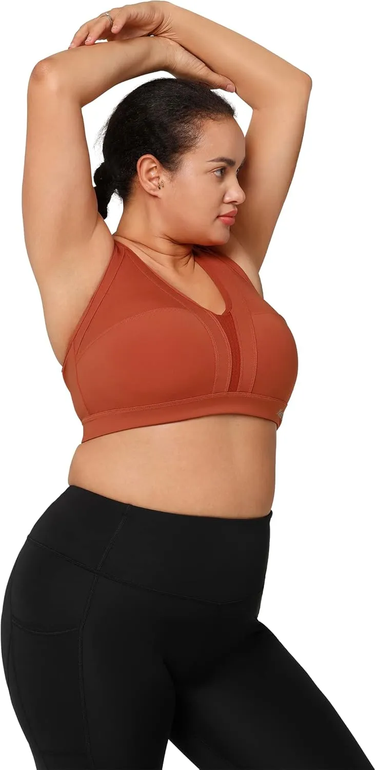 Yvette Women High Impact Sports Bras Criss Cross Back Sexy Running Bra for Plus Size