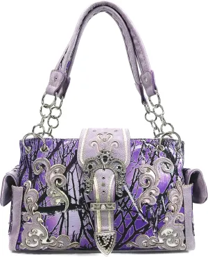 Zelris Camouflage Shine Glow Buckle Women Conceal Carry Shoulder Handbag