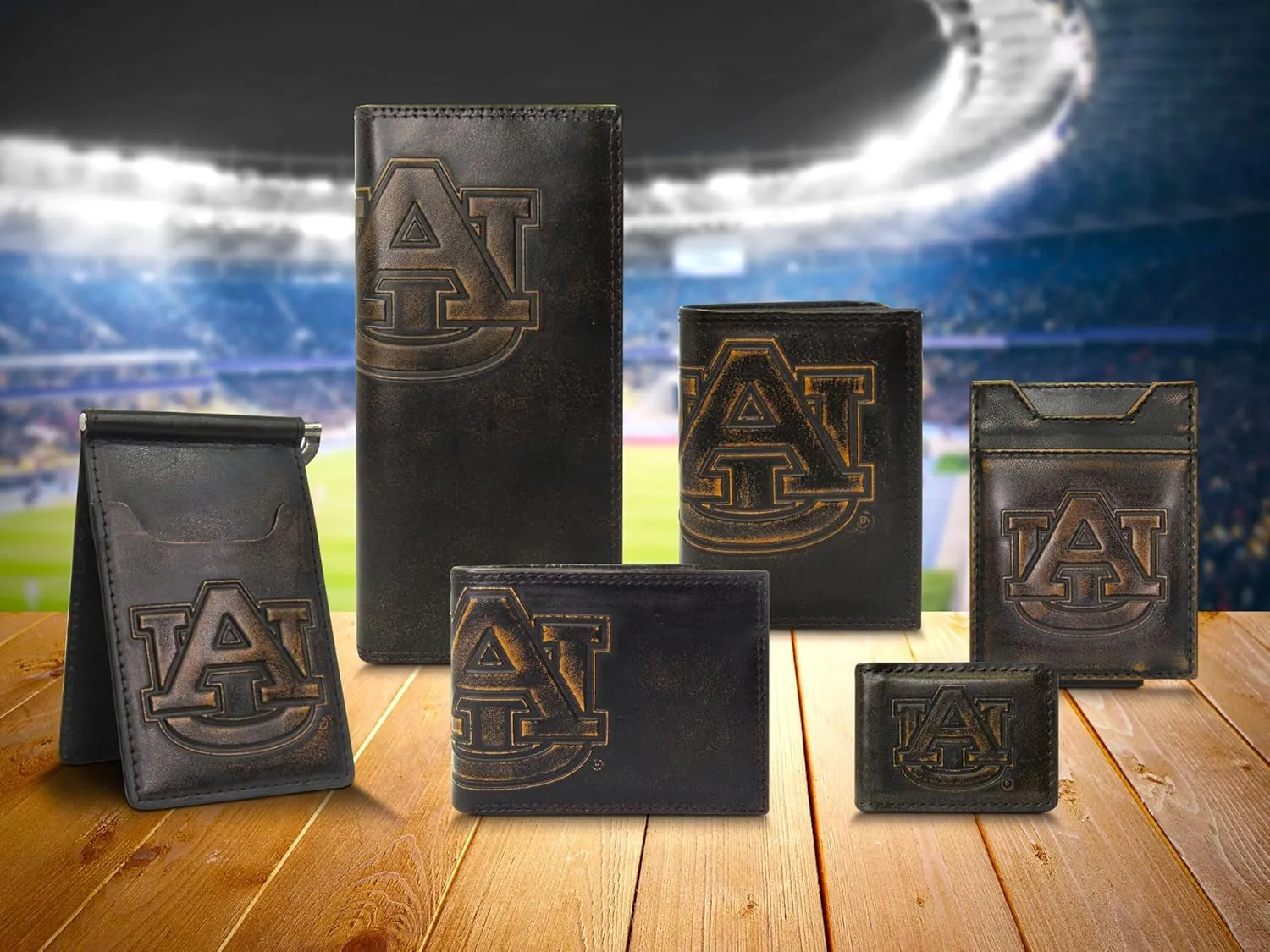 ZEP-PRO NCAA Auburn Tigers Burnished Leather Trifold Wallet, Slim Stylish for Men