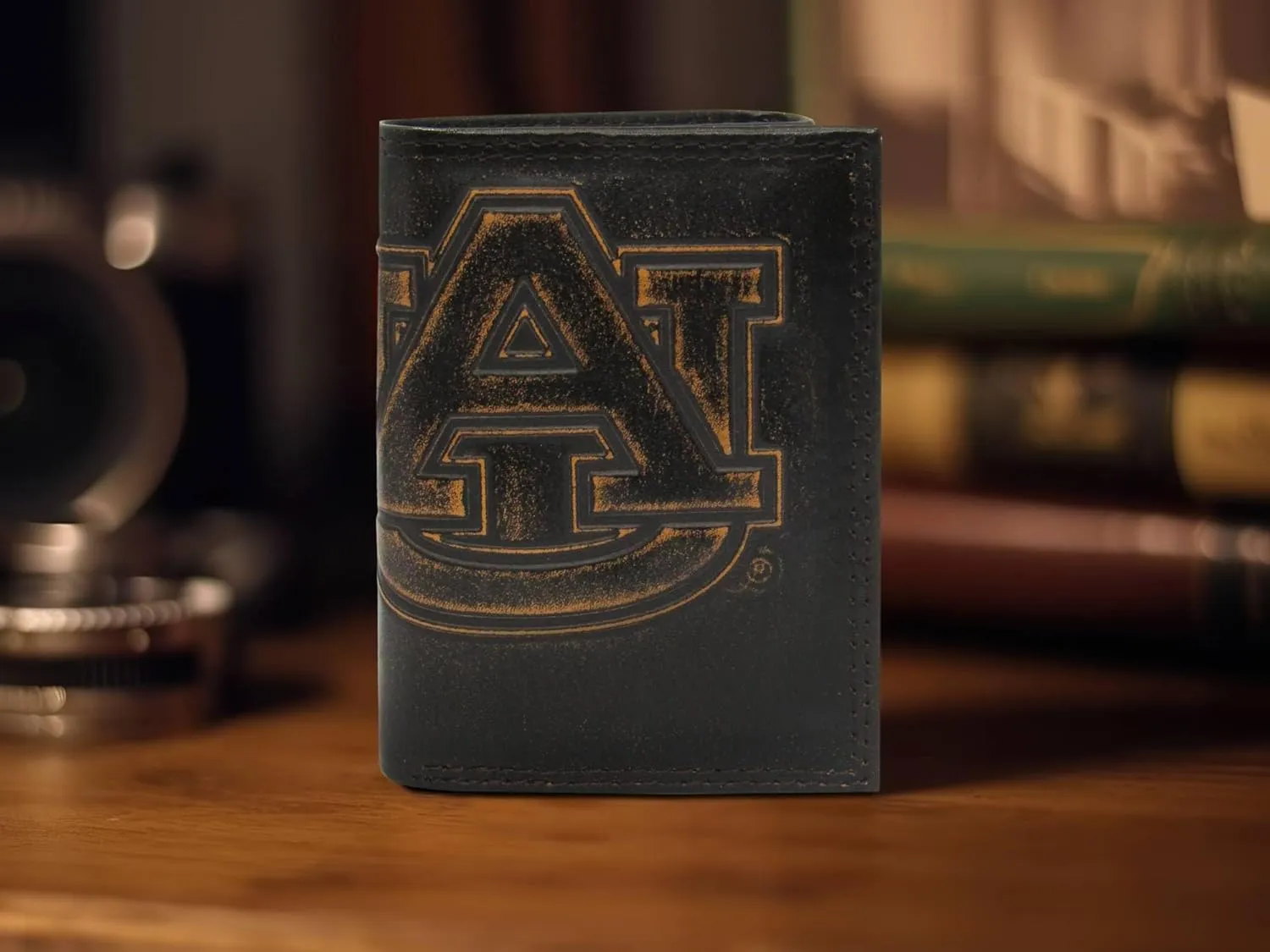 ZEP-PRO NCAA Auburn Tigers Burnished Leather Trifold Wallet, Slim Stylish for Men