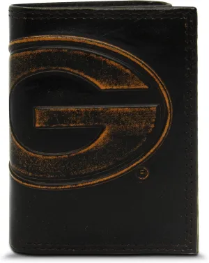 ZEP-PRO NCAA Georgia Bulldogs Burnished Leather Trifold Wallet, Slim Stylish for Men