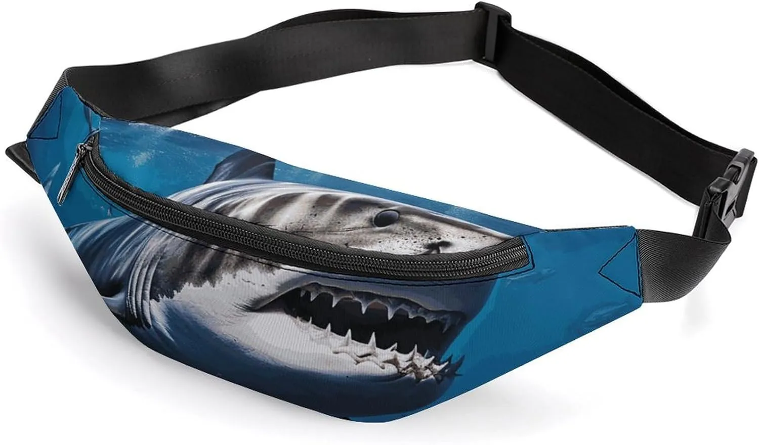 Zipper Fanny Pack for Men Women Fashion Waist Bag Stylish Crossbody Bags with Adjustable Strap Great White Shark Travel Chest Bags Belt Bags for Running Hiking Workout Cycling