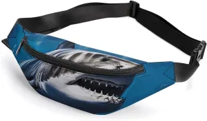 Zipper Fanny Pack for Men Women Fashion Waist Bag Stylish Crossbody Bags with Adjustable Strap Great White Shark Travel Chest Bags Belt Bags for Running Hiking Workout Cycling
