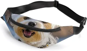 Zipper Fanny Pack for Men Women Fashion Waist Bag Stylish Crossbody Bags with Adjustable Strap Maltese Dog Travel Chest Bags Belt Bags for Running Hiking Workout Cycling