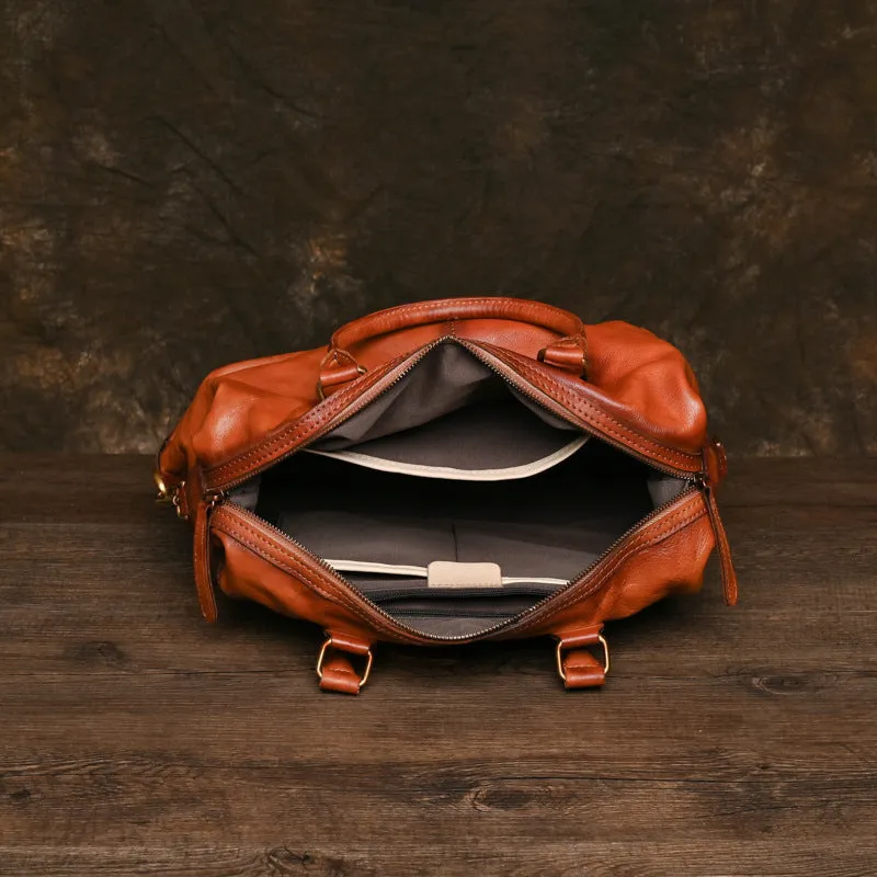 Zipper Handbag First Layer Cowhide Adjustable Shoulder Large Capacity