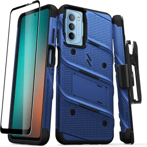 ZIZO Bolt Bundle for Moto g 5G (2022) Case with Screen Protector Kickstand Holster Lanyard - Blue