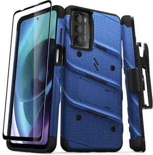 ZIZO Bolt Bundle for Moto g Stylus 2022 Case with Screen Protector Kickstand Holster Lanyard - Blue
