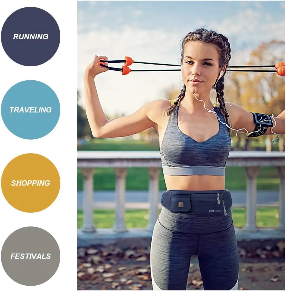 ZOMAKE Small Crossbody Fanny Pack for Women Men, Runner Belt Bag with Adjustable Strap, Water Resistant Waist Bag for Running