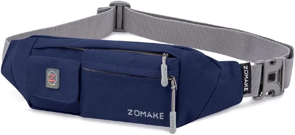 ZOMAKE Small Crossbody Fanny Pack for Women Men, Runner Belt Bag with Adjustable Strap, Water Resistant Waist Bag for Running