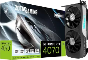 ZOTAC Gaming GeForce RTX 4070 Twin Edge DLSS 3 12GB GDDR6X 192-bit 21 Gbps PCIE 4.0 Compact Gaming Graphics Card, IceStorm 2.0 Advanced Cooling, Spectra RGB Lighting, ZT-D40700E-10M, Black (Renewed)