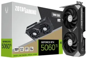 ZOTAC Gaming GeForce RTX 5060 Ti 16GB Twin Edge OC DLSS 4 16GB GDDR7 128-bit 28 Gbps PCIE 5.0 Gaming Graphics Card, IceStorm 2.0 Cooling, SFF-Ready, ZT-B50620H-10M