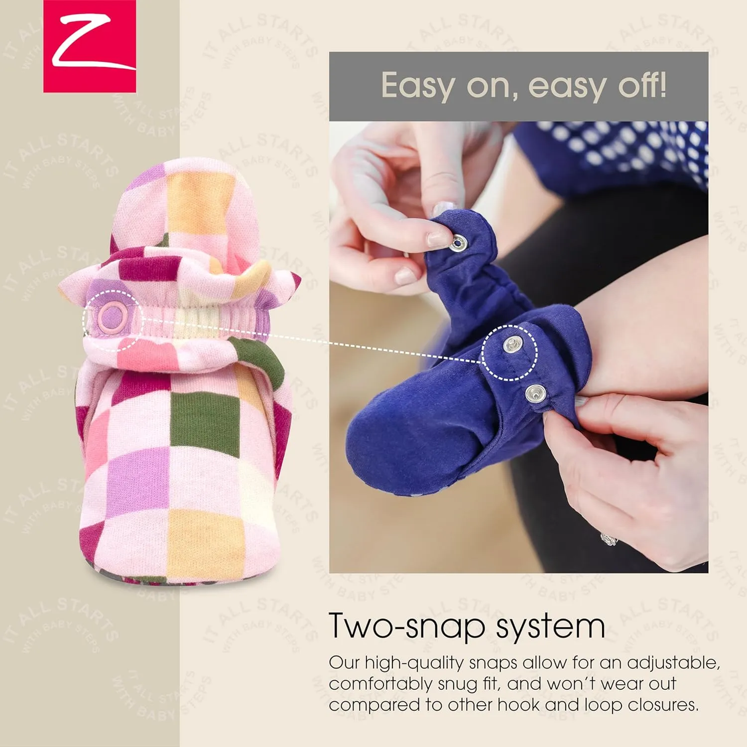 Zutano Unisex Organic Cotton Baby Booties With Gripper Soles