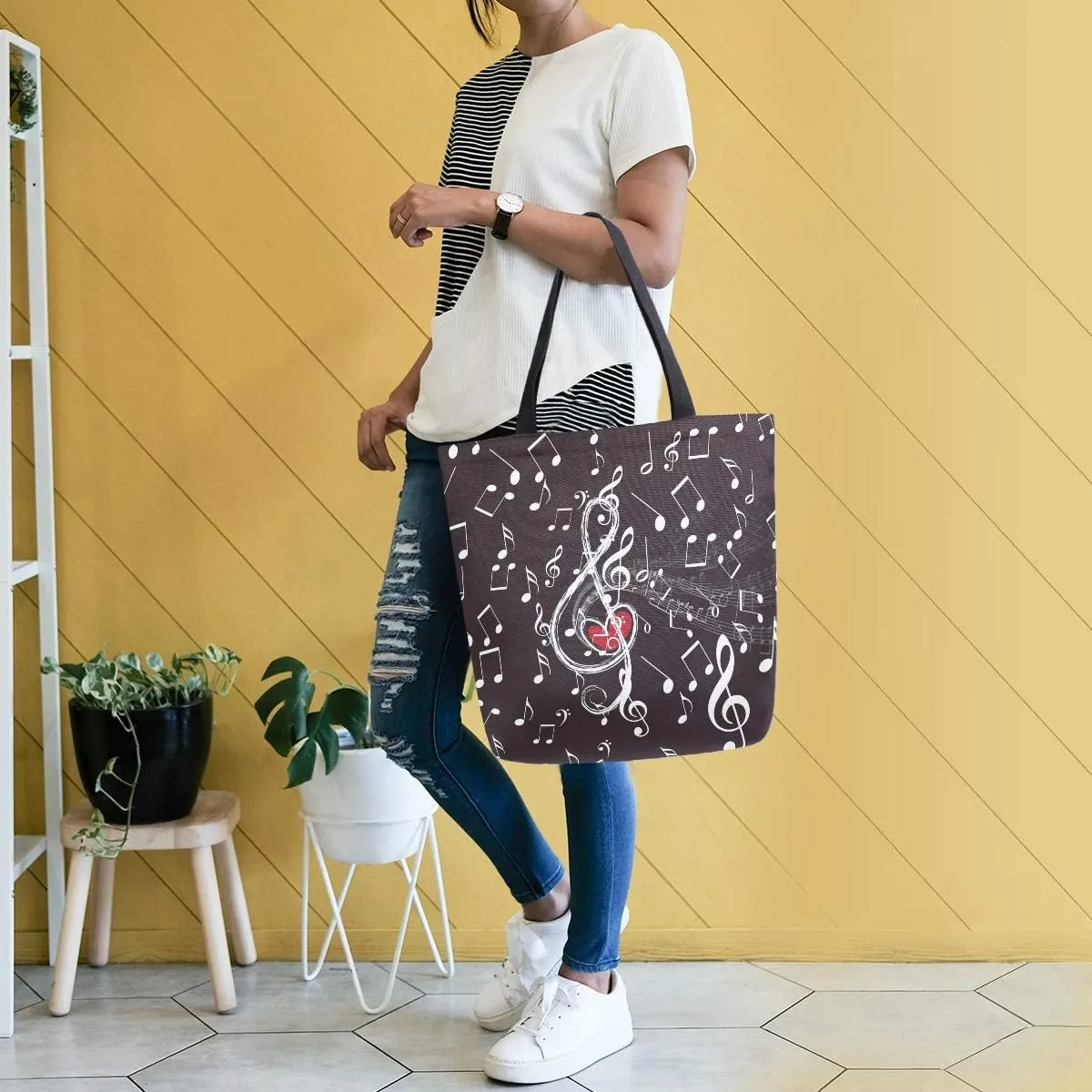 ZZKKO Japanese Cherry Canvas Tote Grocery Bag Shoulder Casual Book Bag