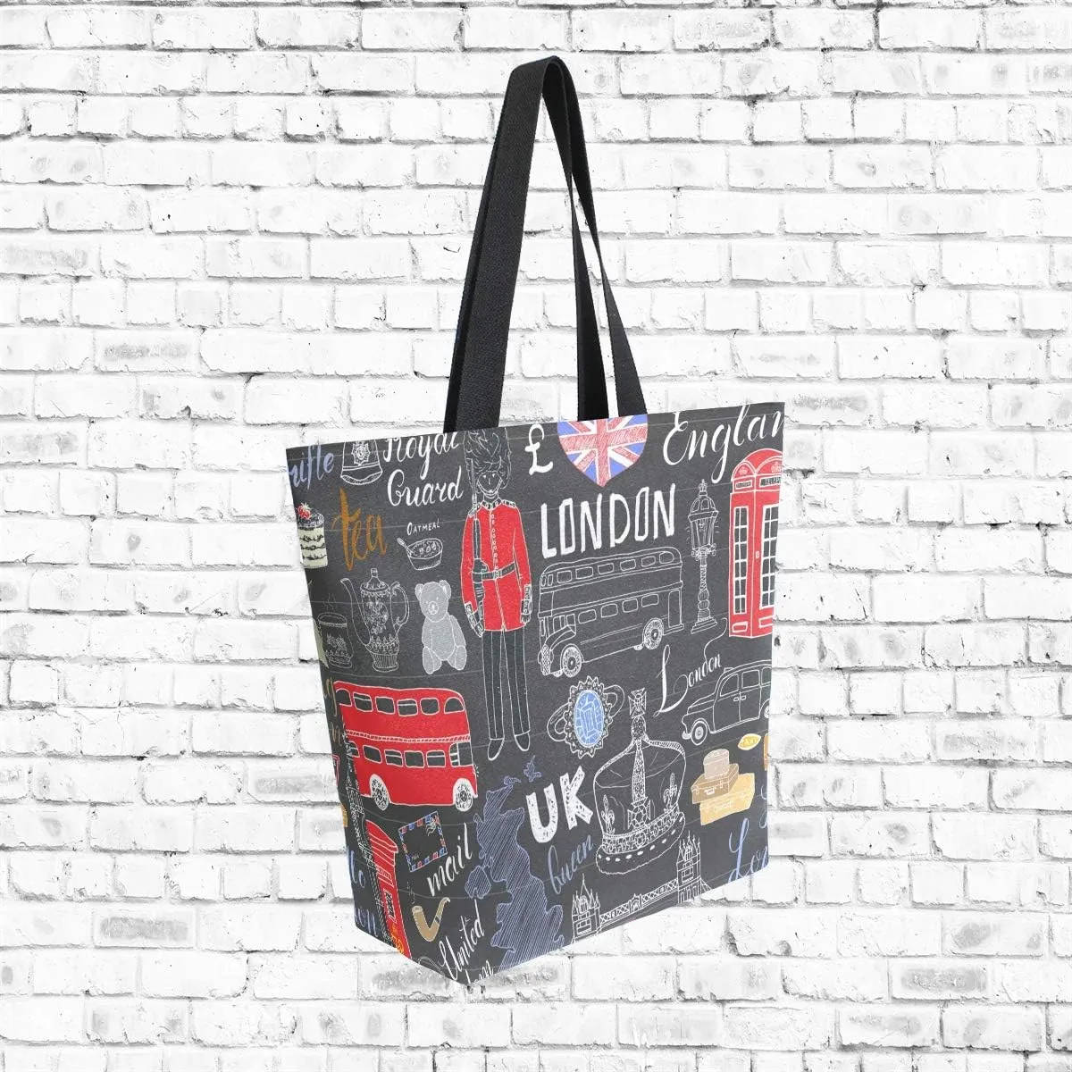 ZZXXB London Soldier Bus Reusable Grocery Shopping Bag Heavy Duty Canvas Tote Bag Large Collapsible for Women